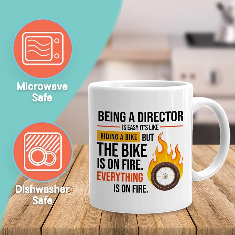 Bubble Hugs Director Coffee Mug 11 oz, Being A Director Is Easy Like Riding Bike Funny Appreciation Gift Idea for Office Boss Manager Job Career, White - Image 2